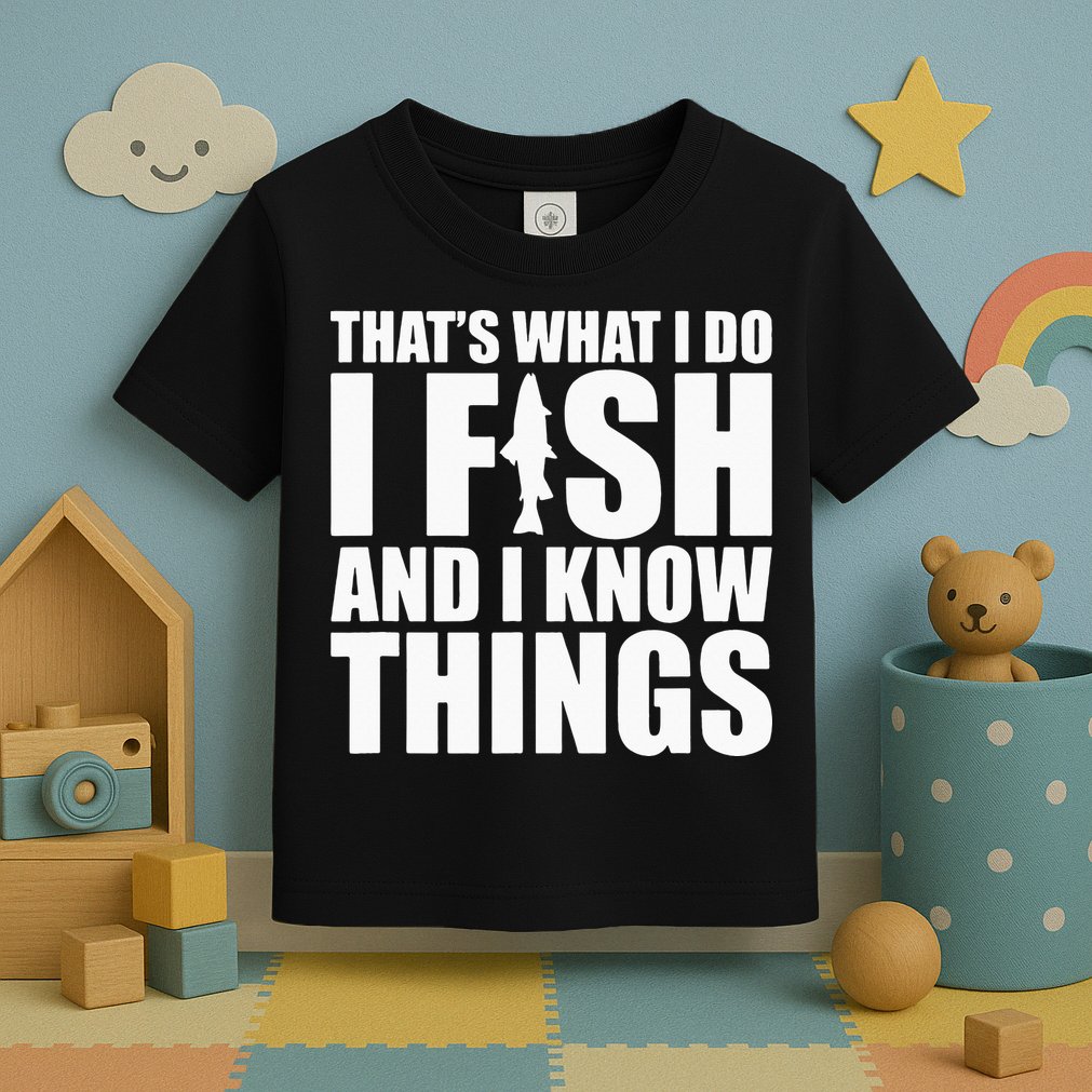 I Fish and I Know Things Fishing Fisherman Father’s Day Gift Toddler T-Shirt