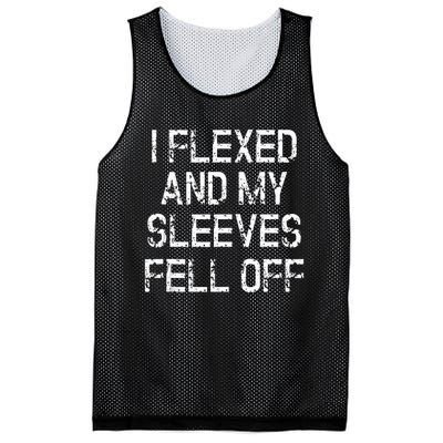 I Flexed And My Sleeves Fell Off Fun Sleeveless Gym Workout Mesh Reversible Basketball Jersey Tank