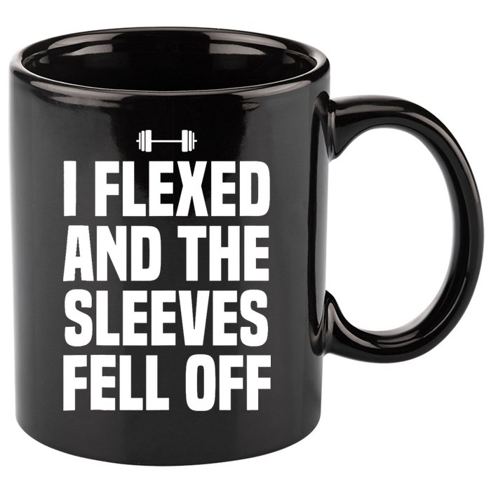 I Flexed And The Sleeves Fell Off Funny Gym Workout Tank Top 11oz C Handle Ceramic Mug