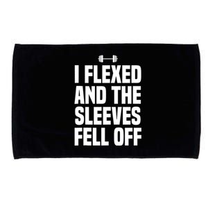 I Flexed And The Sleeves Fell Off Funny Gym Workout Tank Top Microfiber Hand Towel