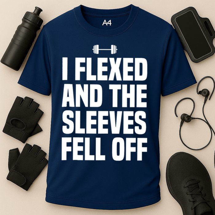I Flexed And The Sleeves Fell Off Funny Gym Workout Tank Top Cooling Performance Crew T-Shirt