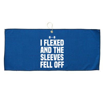 I Flexed And The Sleeves Fell Off Funny Gym Workout Tank Top Large Microfiber Waffle Golf Towel