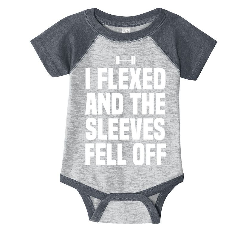 I Flexed And The Sleeves Fell Off Funny Gym Workout Tank Top Infant Baby Jersey Bodysuit