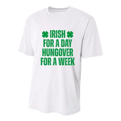 Irish For A Day Hungover For A Week St Patricks Day Funny Youth Performance Sprint T-Shirt