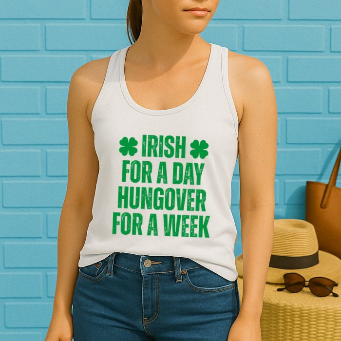 Irish For A Day Hungover For A Week St Patricks Day Funny Womens Tank Top