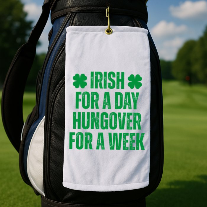 Irish For A Day Hungover For A Week St Patricks Day Funny Golf Towel