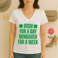 Irish For A Day Hungover For A Week St Patricks Day Funny Women's V-Neck T-Shirt