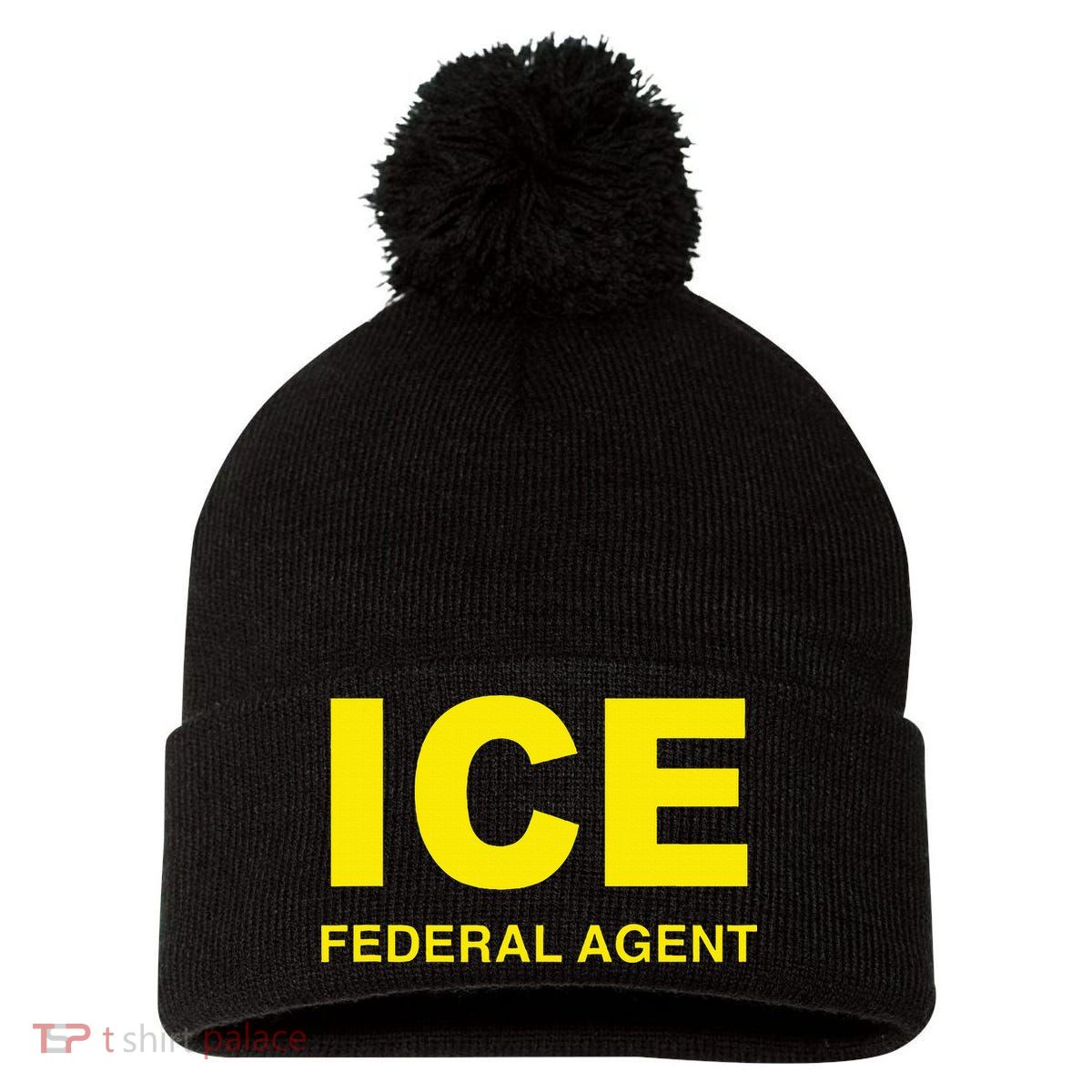 Ice Federal Agent Us Border Patrol Pom Pom 12in Knit Beanie