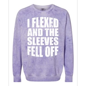 I Flexed And The Sleeves Fell Off Funny Gym Workout Colorblast Crewneck Sweatshirt