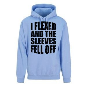 I Flexed And The Sleeves Fell Off Funny Gym Workout Unisex Surf Hoodie