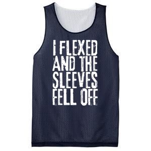 I Flexed And The Sleeves Fell Off Funny Gym Workout Mesh Reversible Basketball Jersey Tank