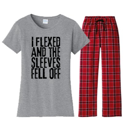 I Flexed And The Sleeves Fell Off Funny Gym Workout Women's Flannel Pajama Set