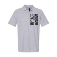 I Flexed And The Sleeves Fell Off Funny Gym Workout Softstyle Adult Sport Polo