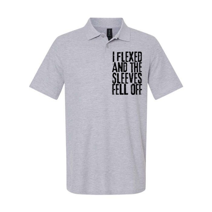 I Flexed And The Sleeves Fell Off Funny Gym Workout Softstyle Adult Sport Polo