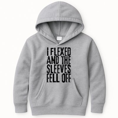 I Flexed And The Sleeves Fell Off Funny Gym Workout Kids Hoodie