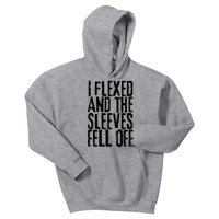 I Flexed And The Sleeves Fell Off Funny Gym Workout Kids Hoodie