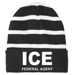 Ice Federal Agent Halloween Costume Police Immigration Striped Beanie with Solid Band