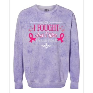 I Fought And I Won 1 Year Free Gift Colorblast Crewneck Sweatshirt