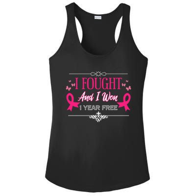 I Fought And I Won 1 Year Free Gift Ladies PosiCharge Competitor Racerback Tank