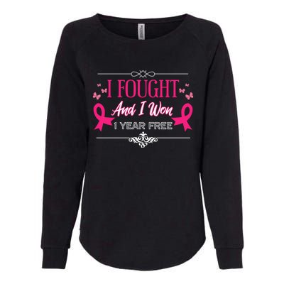 I Fought And I Won 1 Year Free Gift Womens California Wash Sweatshirt