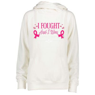 I Fought And I Won 1 Year Free Gift Womens Funnel Neck Pullover Hood