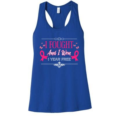 I Fought And I Won 1 Year Free Gift Women's Racerback Tank