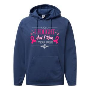 I Fought And I Won 1 Year Free Gift Performance Fleece Hoodie