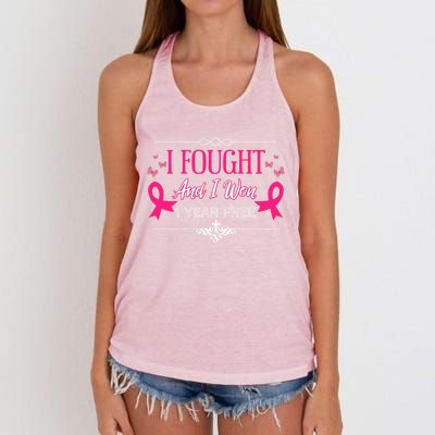 I Fought And I Won 1 Year Free Gift Women's Knotted Racerback Tank