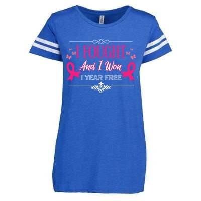 I Fought And I Won 1 Year Free Gift Enza Ladies Jersey Football T-Shirt