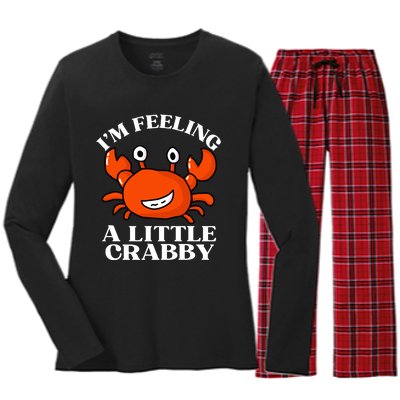 I'm Feeling A Little Crabby Cute Crabs Women's Long Sleeve Flannel Pajama Set 