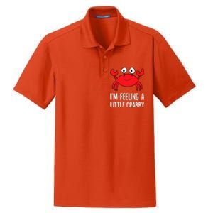 I'm Feeling A Little Crabby Funny Cartoon Crab Lobster Dry Zone Grid Polo