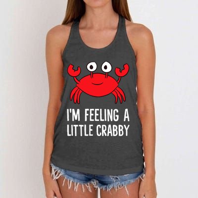 I'm Feeling A Little Crabby Funny Cartoon Crab Lobster Women's Knotted Racerback Tank