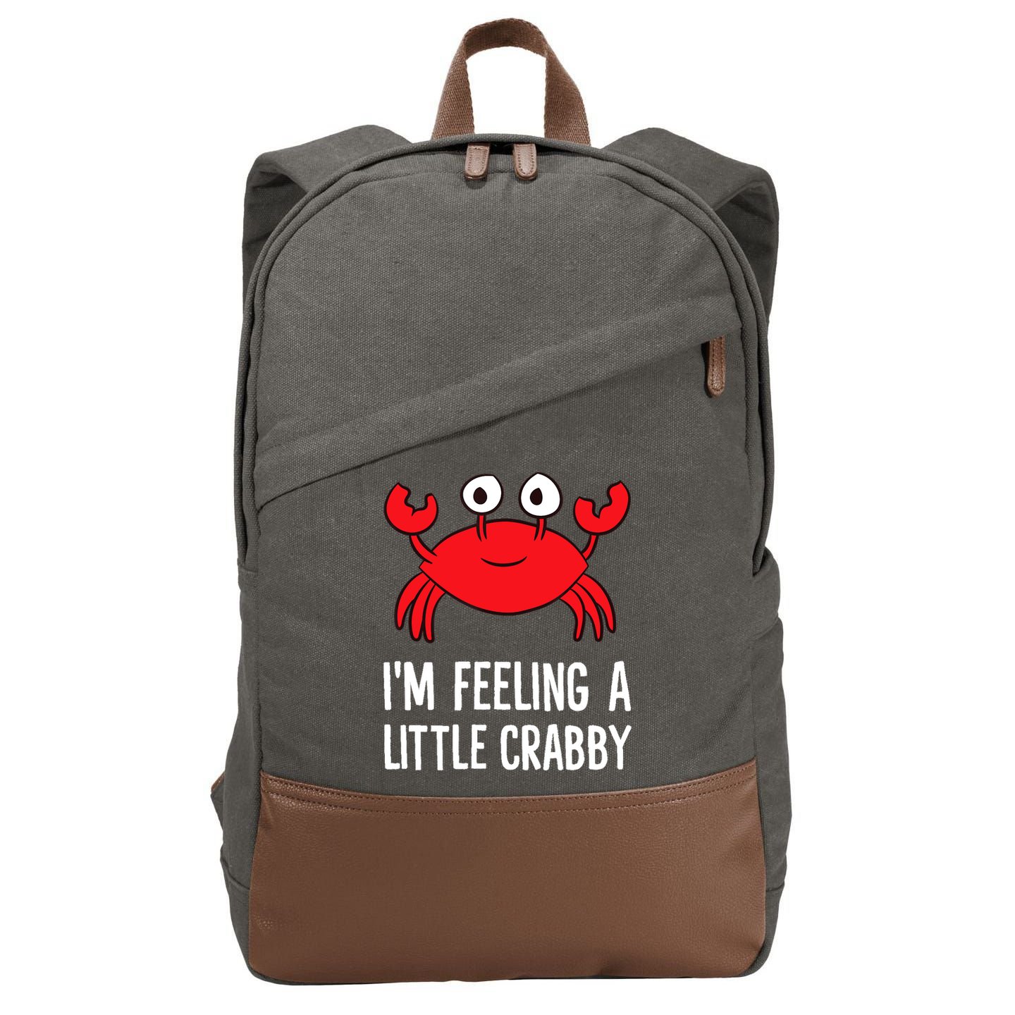 I'm Feeling A Little Crabby Funny Cartoon Crab Lobster Cotton Canvas Backpack