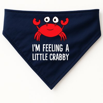 I'm Feeling A Little Crabby Funny Cartoon Crab Lobster USA-Made Doggie Bandana