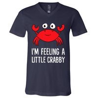 I'm Feeling A Little Crabby Funny Cartoon Crab Lobster V-Neck T-Shirt