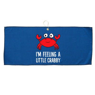 I'm Feeling A Little Crabby Funny Cartoon Crab Lobster Large Microfiber Waffle Golf Towel