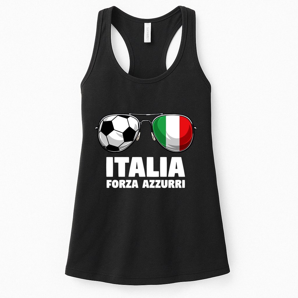 Italia Forza Azzuri Soccer Italian Flag Sunglasses Pride Womens Tank Top