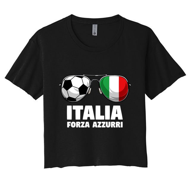 Italia Forza Azzuri Soccer Italian Flag Sunglasses Pride Crop Top