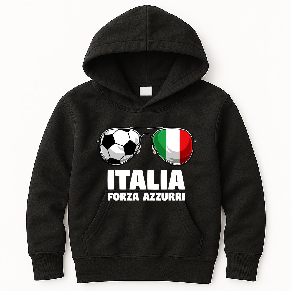 Italia Forza Azzuri Soccer Italian Flag Sunglasses Pride Kids Hoodie