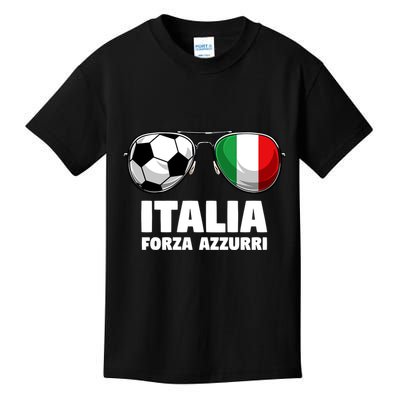Italia Forza Azzuri Soccer Italian Flag Sunglasses Pride Kids T-Shirt