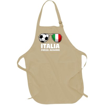 Italia Forza Azzuri Soccer Italian Flag Sunglasses Pride Full-Length Apron With Pockets