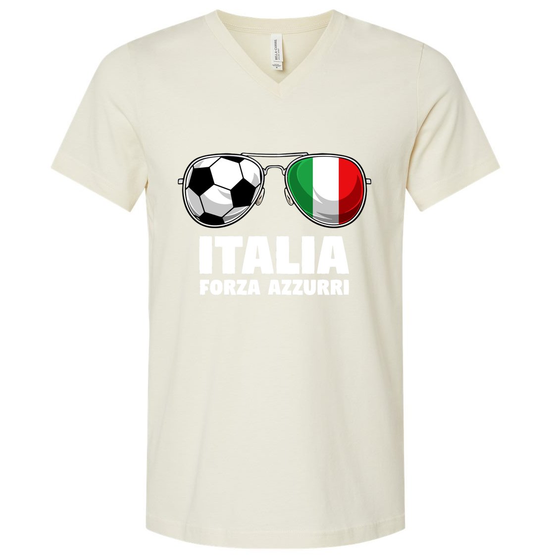 Italia Forza Azzuri Soccer Italian Flag Sunglasses Pride V-Neck T-Shirt