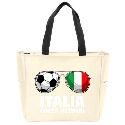 Italia Forza Azzuri Soccer Italian Flag Sunglasses Pride Zip Tote Bag
