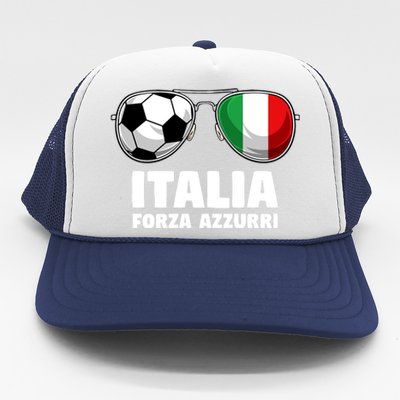 Italia Forza Azzuri Soccer Italian Flag Sunglasses Pride Trucker Hat