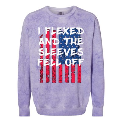 I Flexed And The Sleeves Fell Off Sleeve Patriotic Colorblast Crewneck Sweatshirt