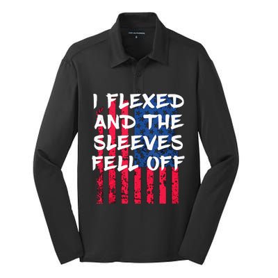 I Flexed And The Sleeves Fell Off Sleeve Patriotic Silk Touch Performance Long Sleeve Polo