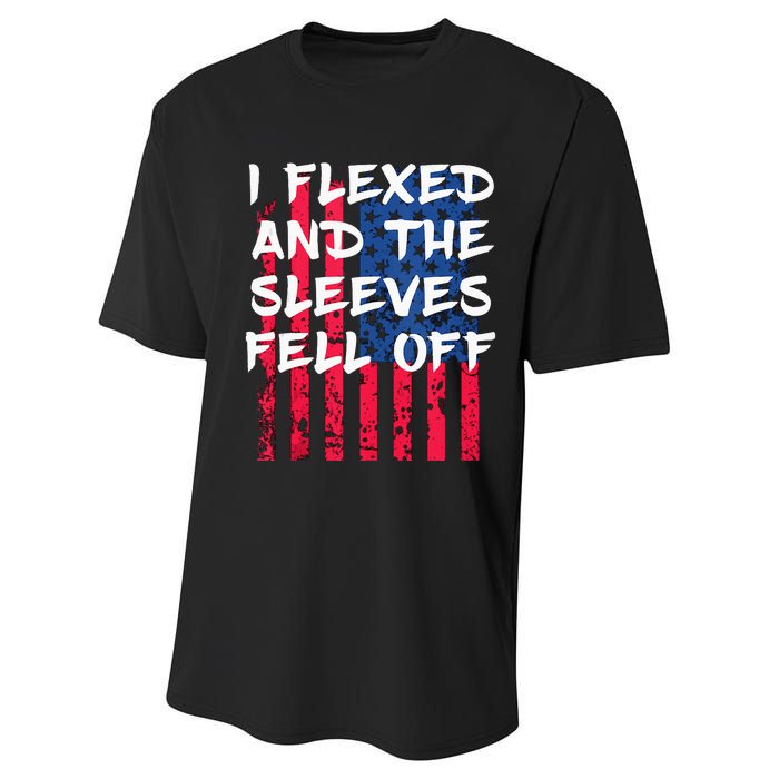 I Flexed And The Sleeves Fell Off Sleeve Patriotic Performance Sprint T-Shirt