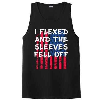 I Flexed And The Sleeves Fell Off Sleeve Patriotic PosiCharge Competitor Tank