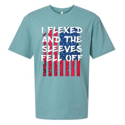 I Flexed And The Sleeves Fell Off Sleeve Patriotic Sueded Cloud Jersey T-Shirt