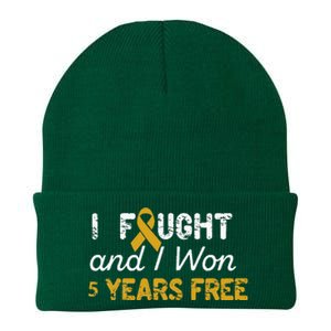 I Fought And I Won 5 Years Free Childhood Cancer Awareness Knit Cap Winter Beanie